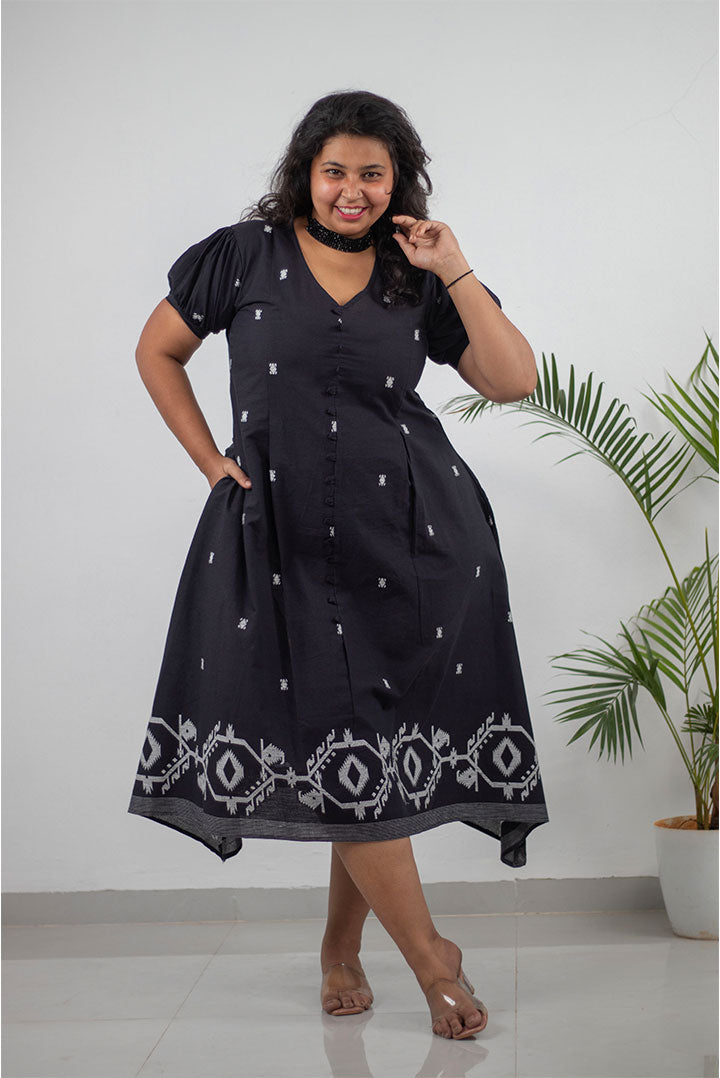 Plus Black Loopy Cotton Dress