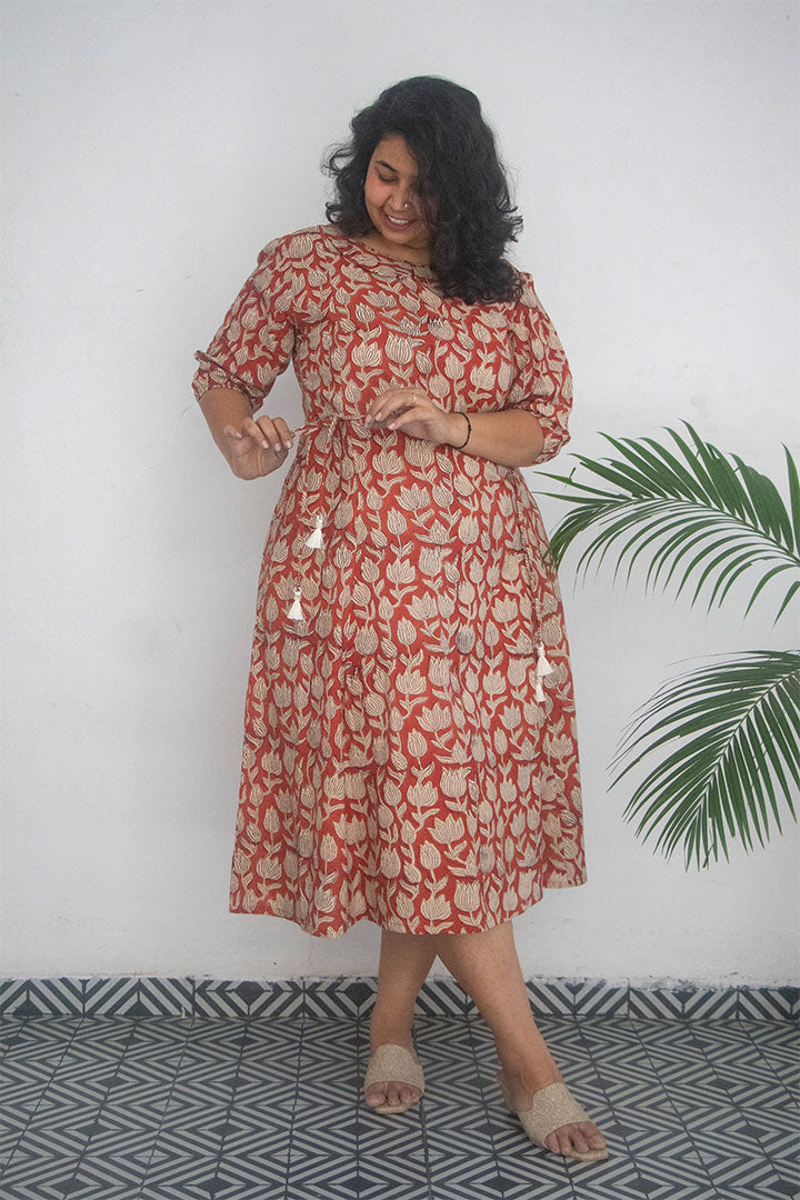 Plus Peterpan Block Printed Cotton Dress