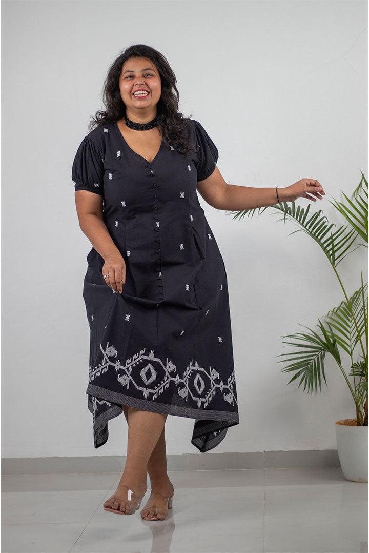 Plus Black Loopy Cotton Dress