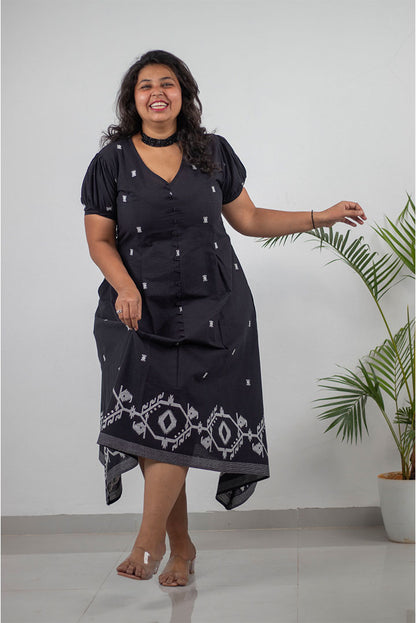 Plus Black Loopy Cotton Dress