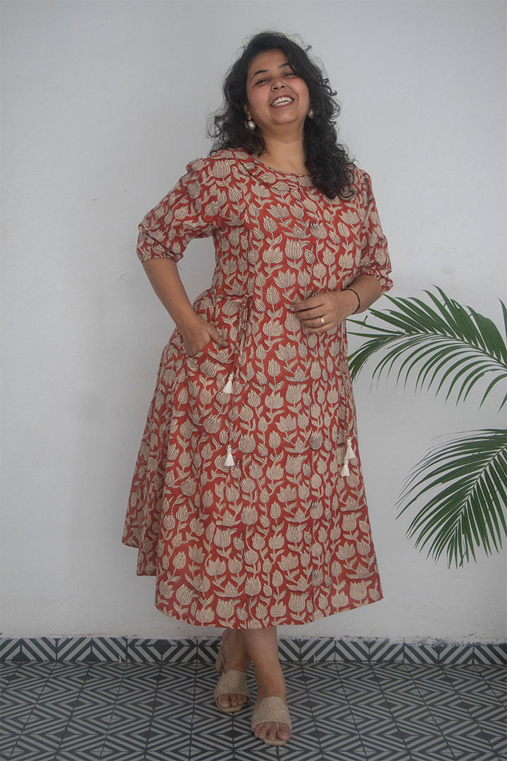Plus Peterpan Block Printed Cotton Dress