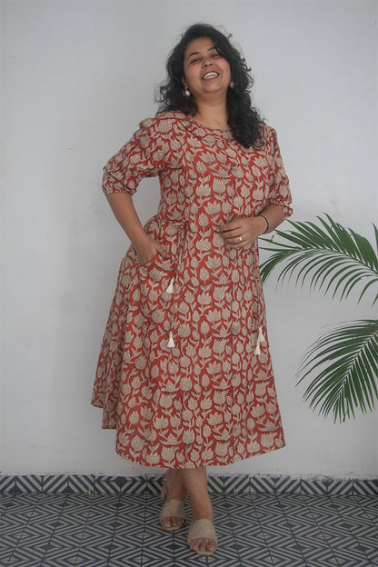 Plus Peterpan Block Printed Cotton Dress