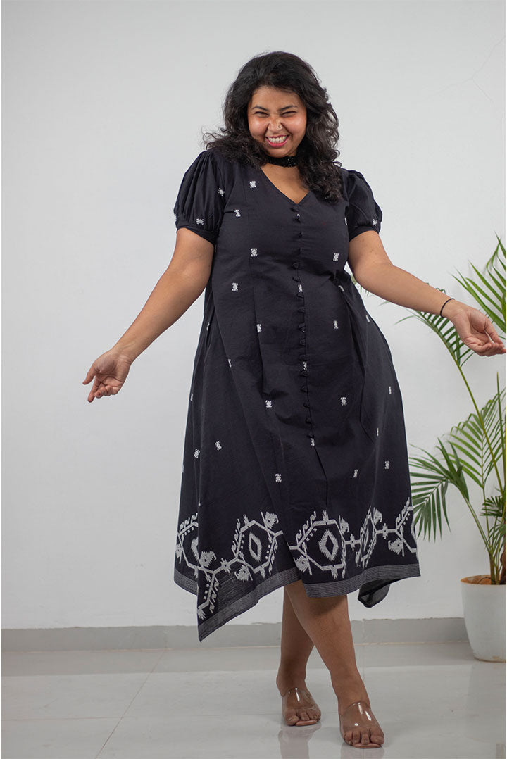 Plus Black Loopy Cotton Dress
