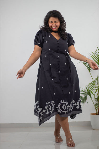 Plus Black Loopy Cotton Dress