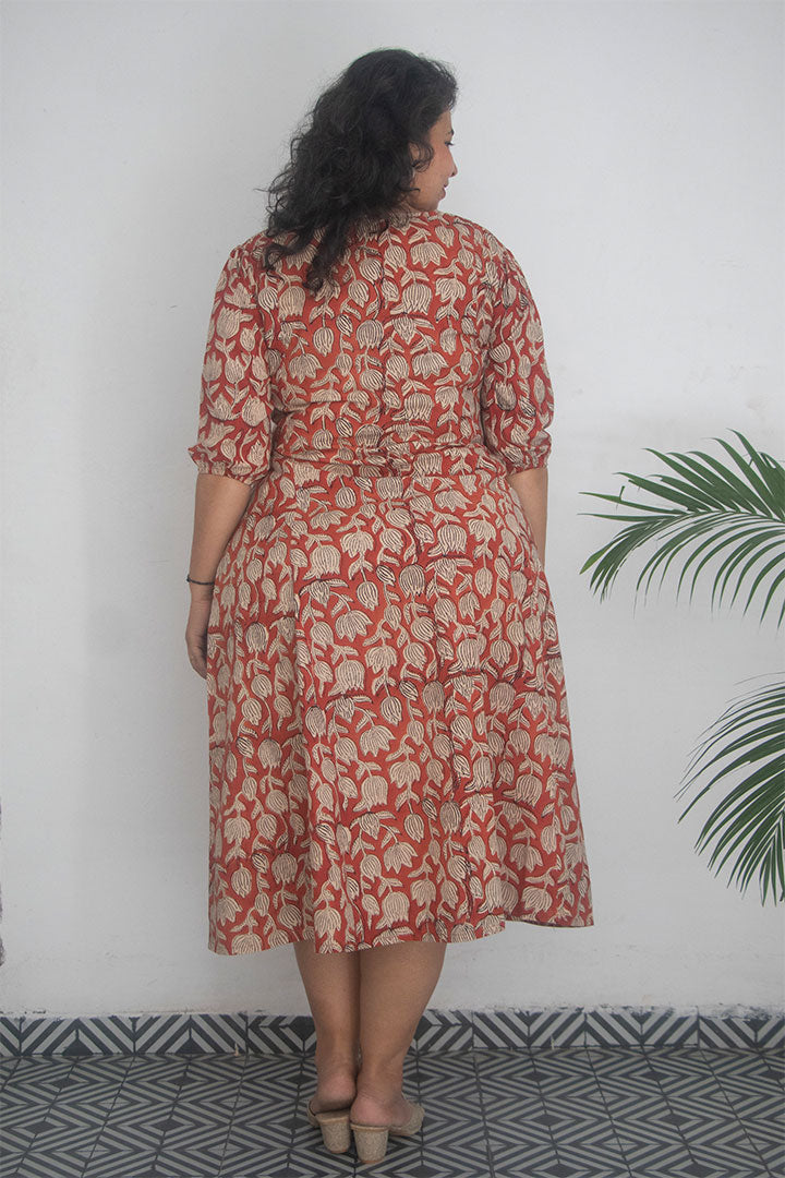 Plus Peterpan Block Printed Cotton Dress