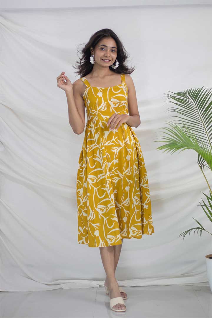 Yellow Strap Cotton Dress