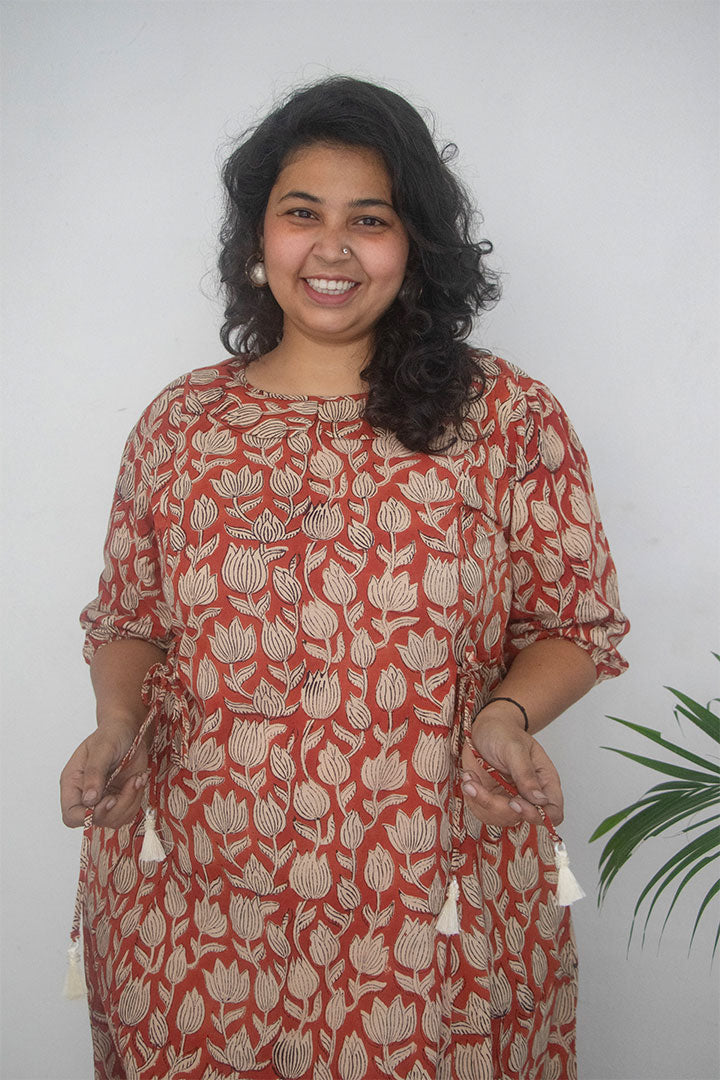 Plus Peterpan Block Printed Cotton Dress