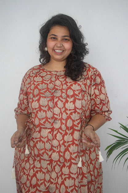 Plus Peterpan Block Printed Cotton Dress