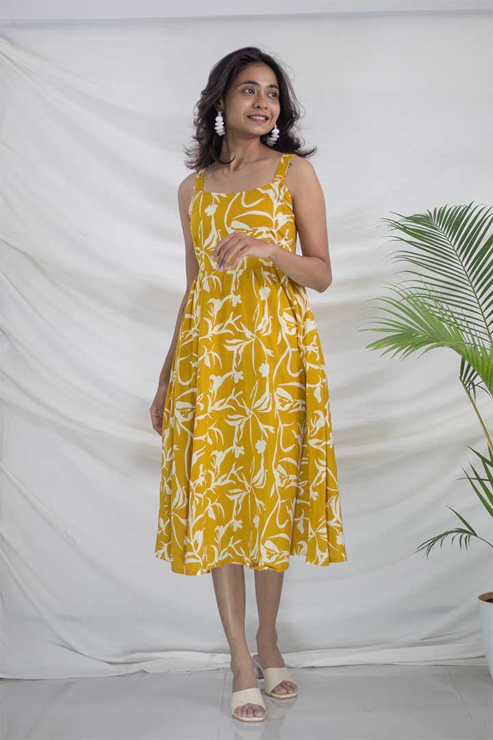 Yellow Strap Cotton Dress