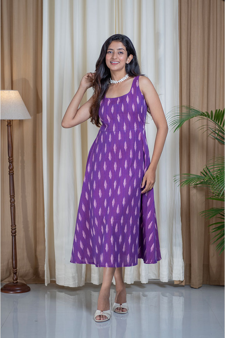 Ikhat Purple Pocket Cotton Dress
