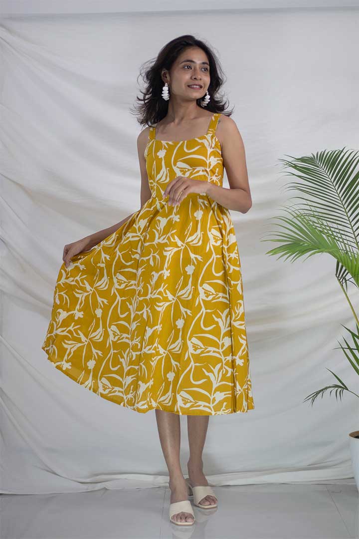 Yellow Strap Cotton Dress