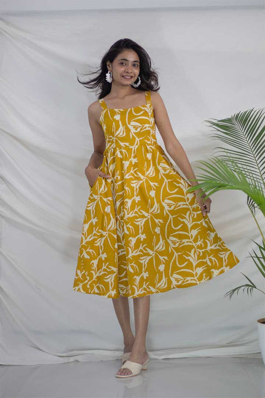 Yellow Strap Cotton Dress