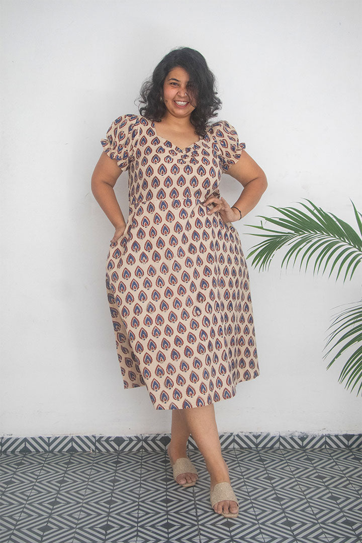 Plus Queens Anna Block Print Cotton Dress
