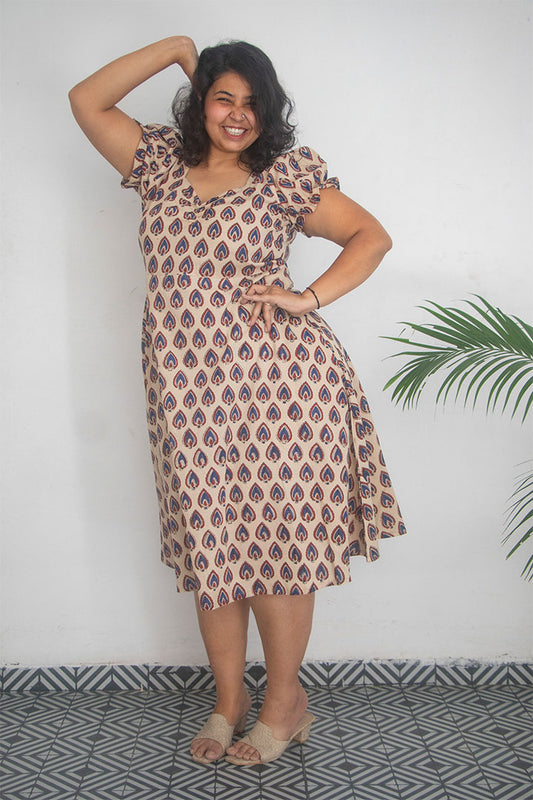 Plus Queens Anna Block Print Cotton Dress