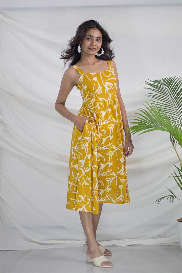 Yellow Strap Cotton Dress