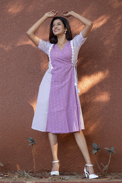 Lailac Lacy Wrap Style Cotton Dress