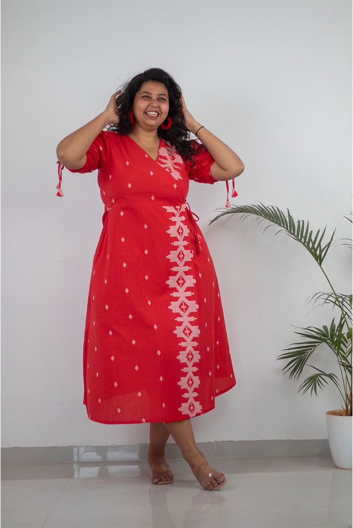 Plus Red Wrap Dress