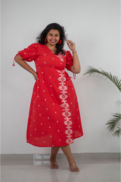 Plus Red Wrap Dress