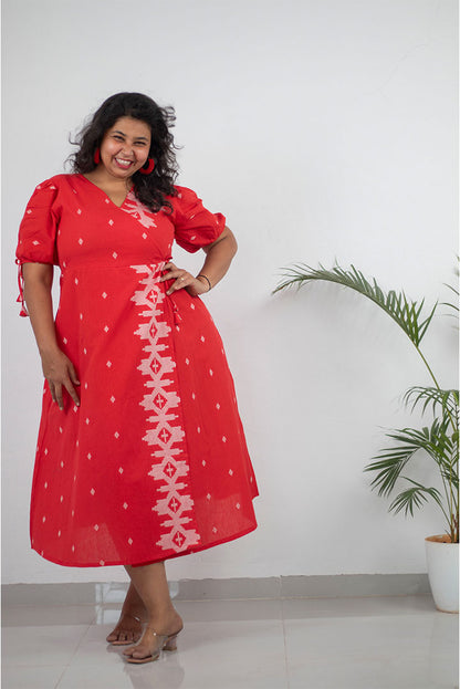 Plus Red Wrap Dress