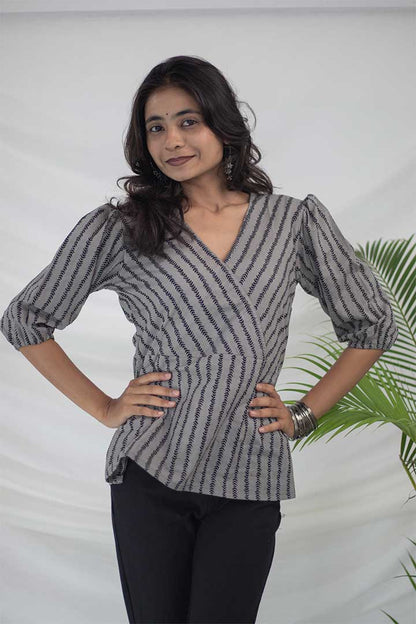 Achkan Style Cotton Top