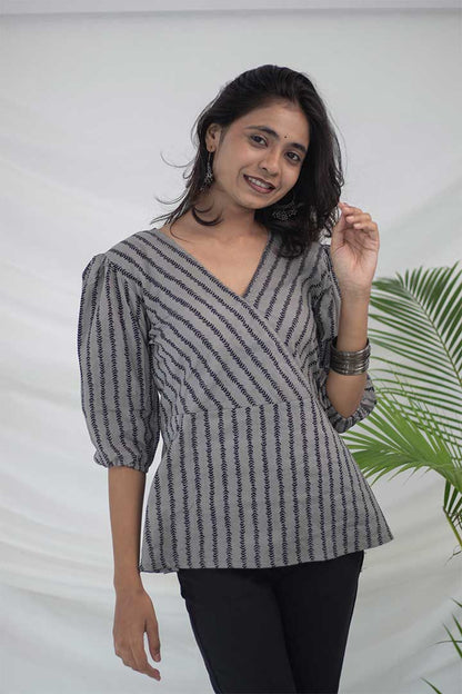 Achkan Style Cotton Top