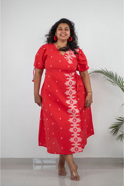 Plus Red Wrap Dress