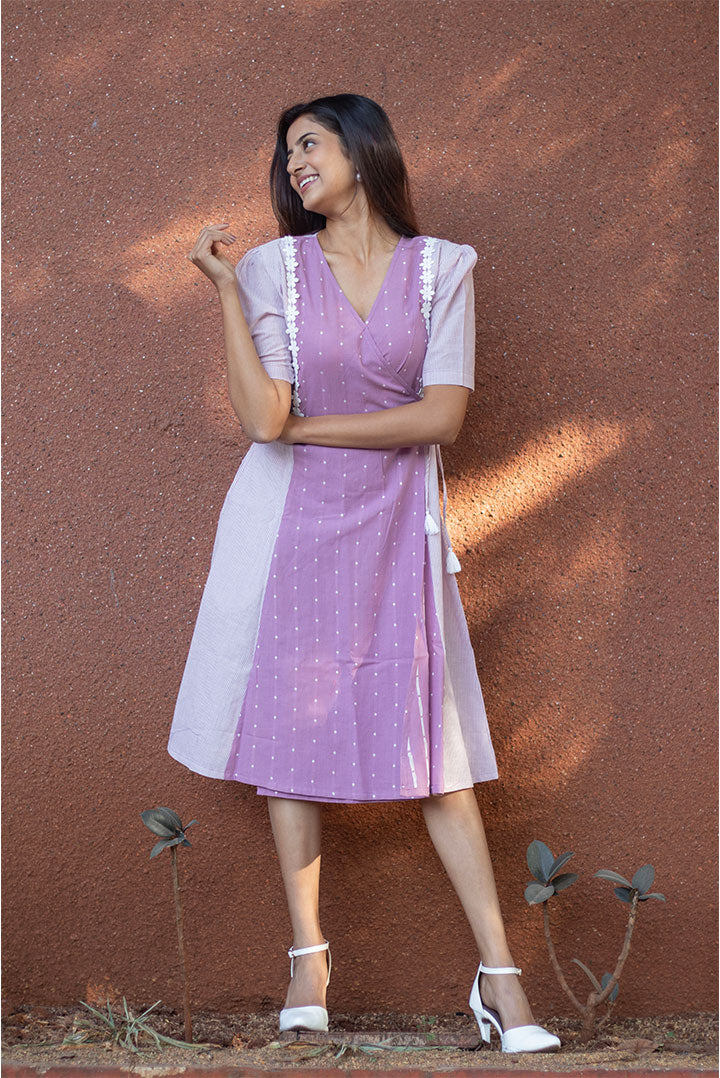 Lailac Lacy Wrap Style Cotton Dress