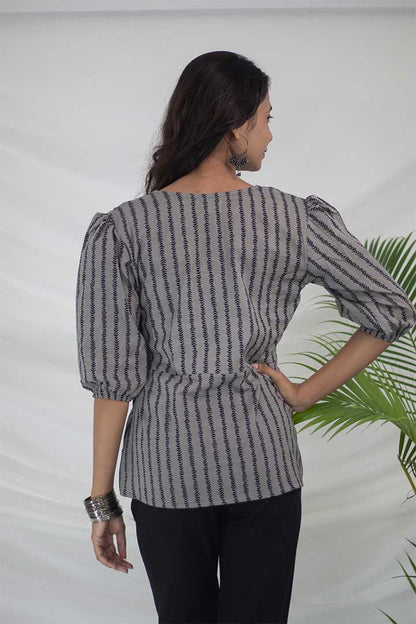 Achkan Style Cotton Top