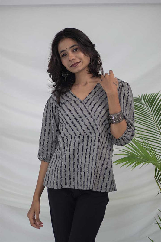 Achkan Style Cotton Top