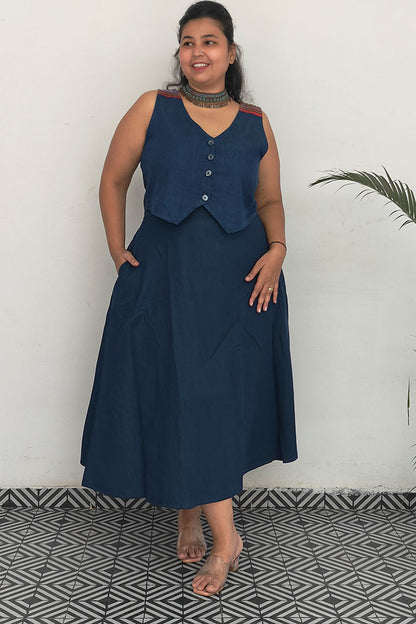 Plus Denim Vest Cord Set