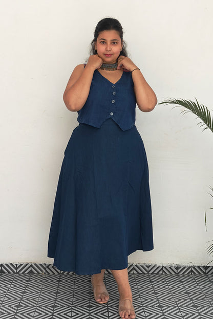 Plus Denim Vest Cord Set