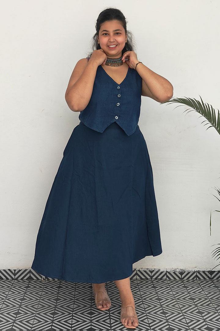 Plus Denim Vest Cord Set