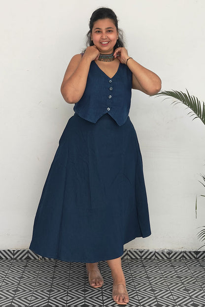 Plus Denim Vest Cord Set