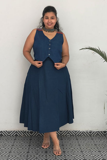 Plus Denim Vest Cord Set