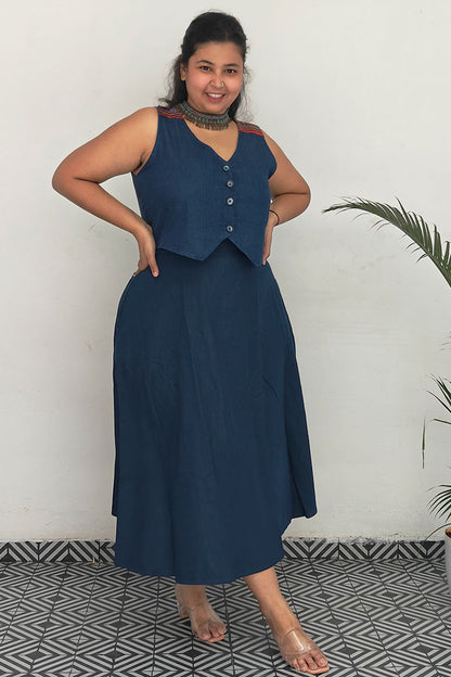 Plus Denim Vest Cord Set