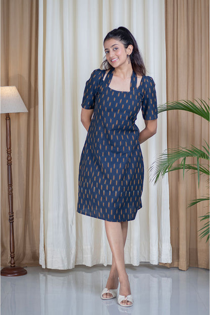 Ikhat Blue Halter Style Cotton Dress