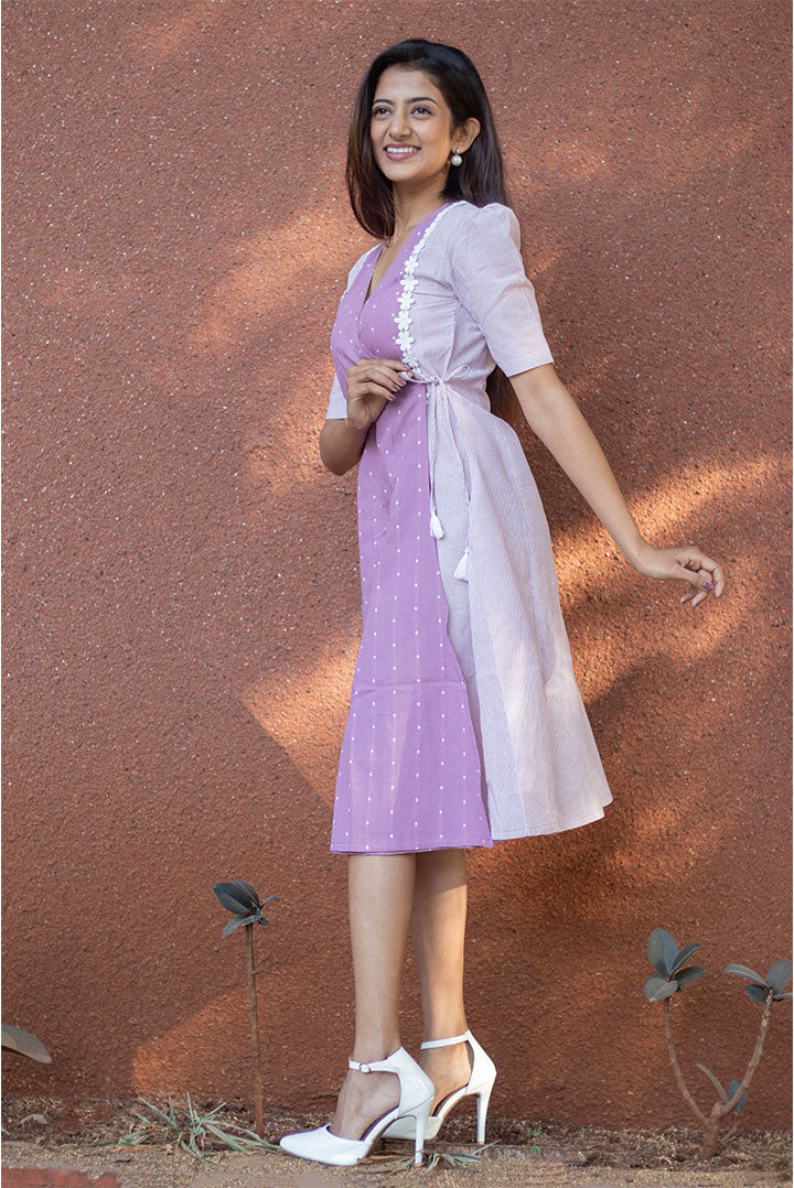 Lailac Lacy Wrap Style Cotton Dress