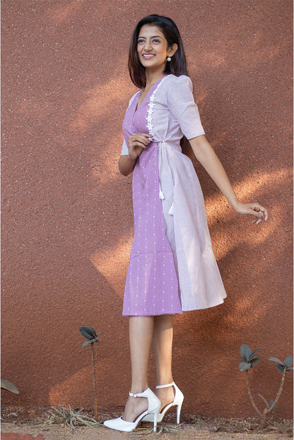 Lailac Lacy Wrap Style Cotton Dress