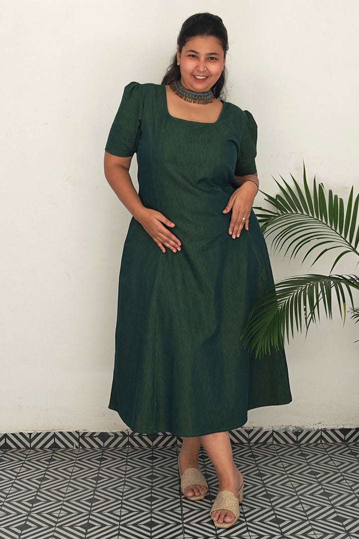 Plus Denim Green Dress