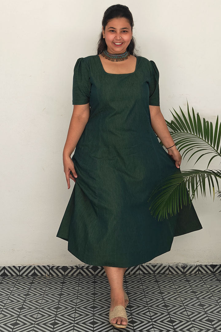 Plus Denim Green Dress