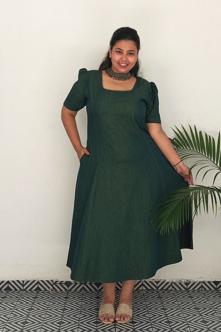 Plus Denim Green Dress