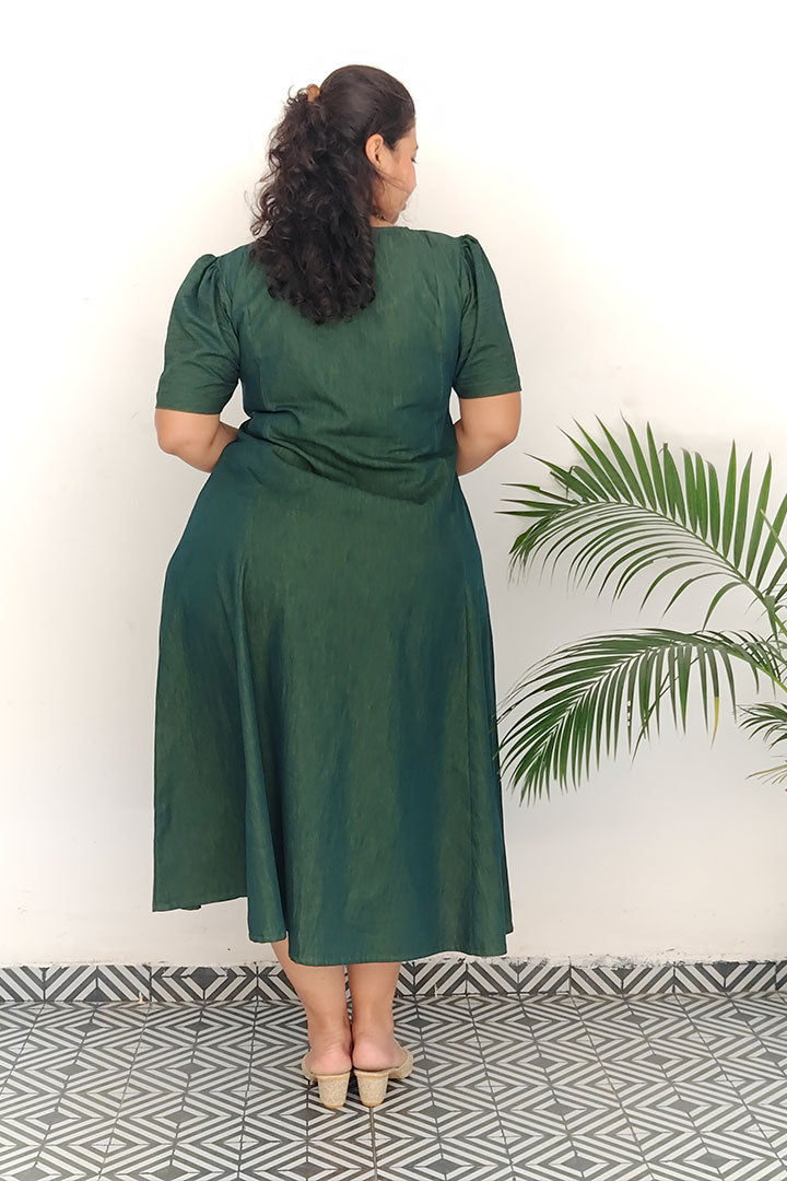 Plus Denim Green Dress