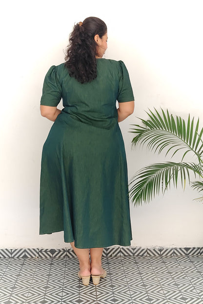 Plus Denim Green Dress