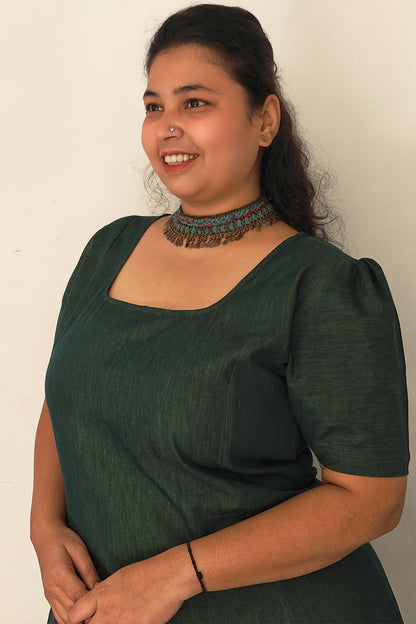 Plus Denim Green Dress