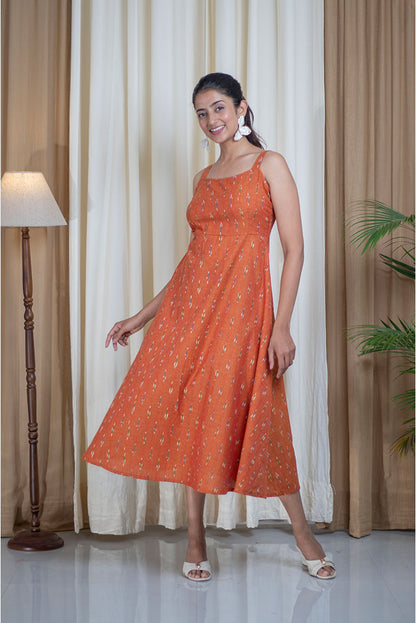 Ikhat Orange Strap lacy Back Dress