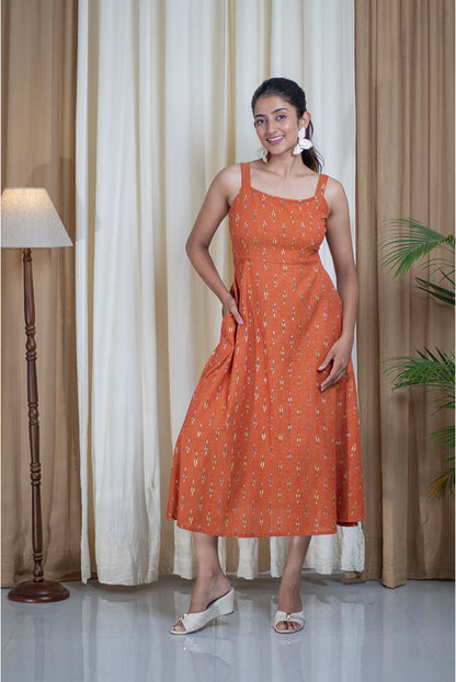 Ikhat Orange Strap lacy Back Dress