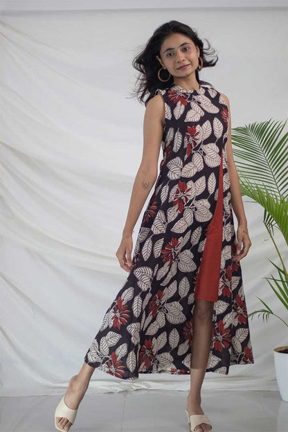 Cotton Block Print high neck Dress