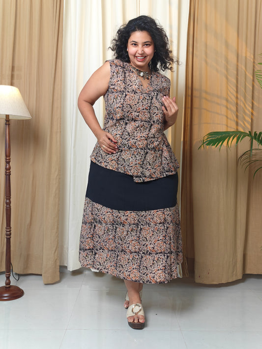 Kmistry Kalamkari Black Cotton Cord Set