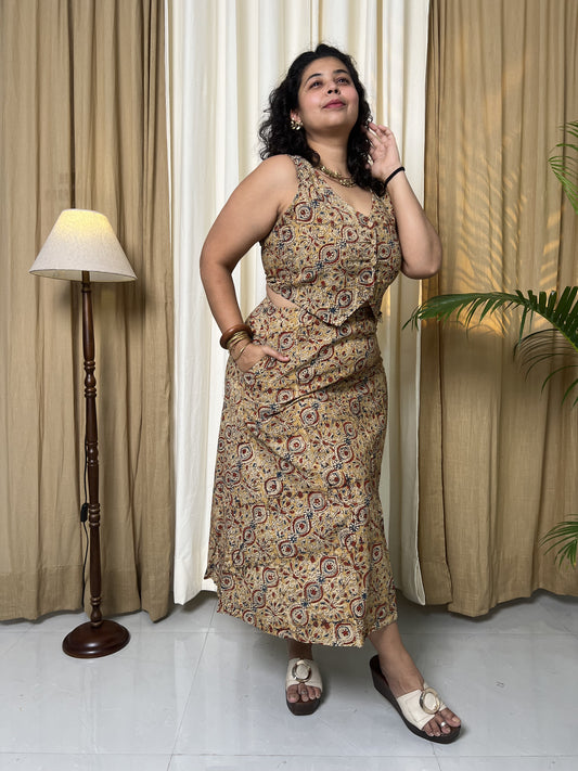 Kmistry Kalamkari Cotton  Vest Cord Set