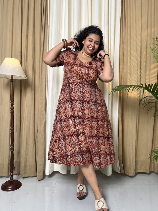 Kmistry kalamkari Cotton Collar Dress